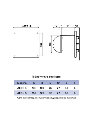 Панель AEON D100/125 175х175 пластик Ivory DICITI