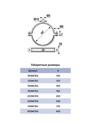 Хомут монтажный D150 уплотнитель универсальная гайка М10, М8 ERA PRO