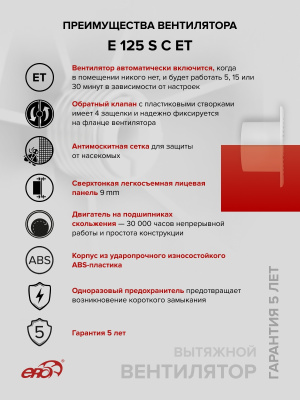 Воздуховод ВП D100 L2м пластик ERA